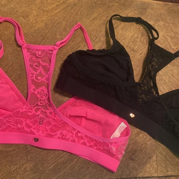 Bundle VS Pink Sequin Embellished Racerback Lace Bralettes 💗🖤 - Picture 3 of 5